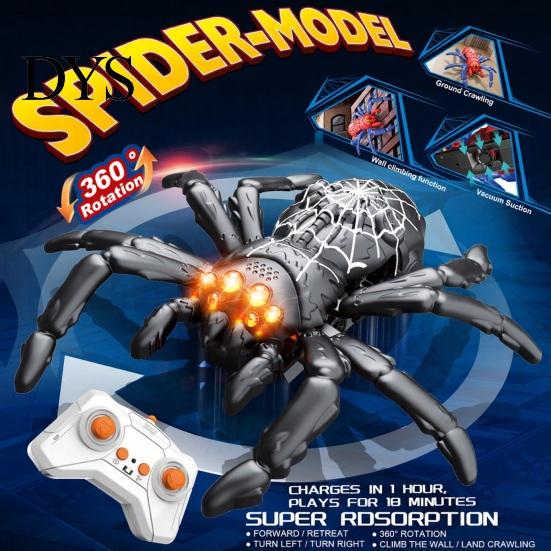 360 Degree Rotating Vehicles RC Wall Climbing Spider Toy, Rechargeable Crawler Spider, Remote Control Vacuum Adsorption Crawling Gadgets Spins