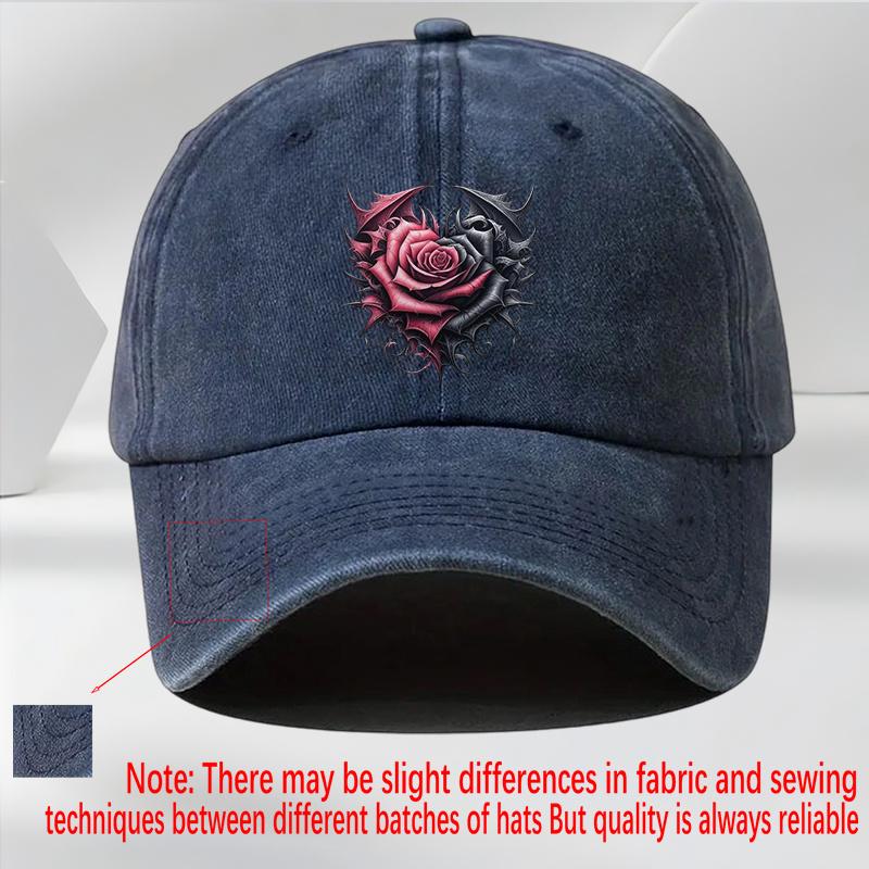 

Готическая Кепка-бейсболка с Сердцем и Розой, Винтажная Стирка, Полиэстер, Повседневная, Регулируемая, для Взрослых One Size