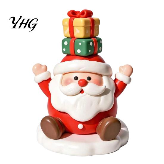 Reusable Christmas Decorations for Home Resin Figurine, Cute Clay Style Santa Snowman Gingerbread Man Decorative Cartoon Statues Statue, Festive