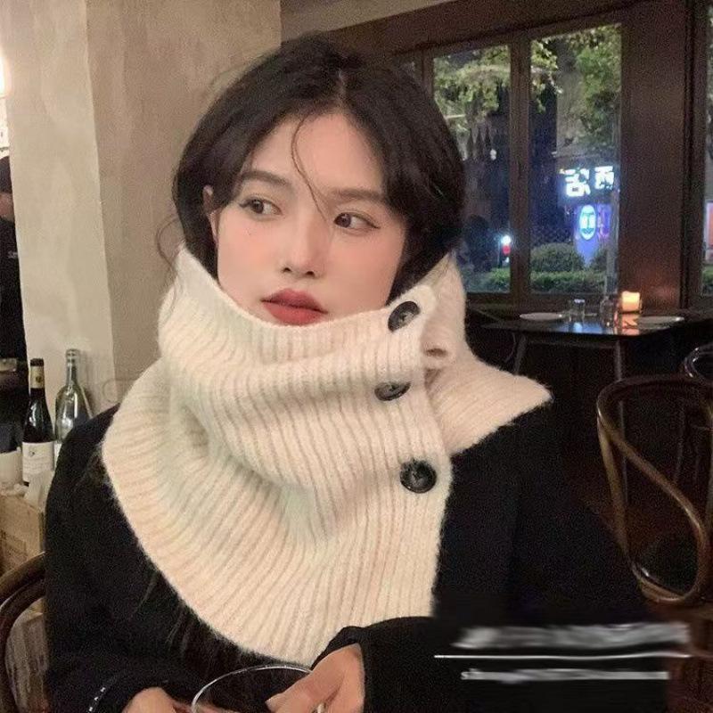 Knitted Scarf with Yarn for Women, Autumn and Winter, Korean Version, Thickened and Warm Shawl Style Scarf