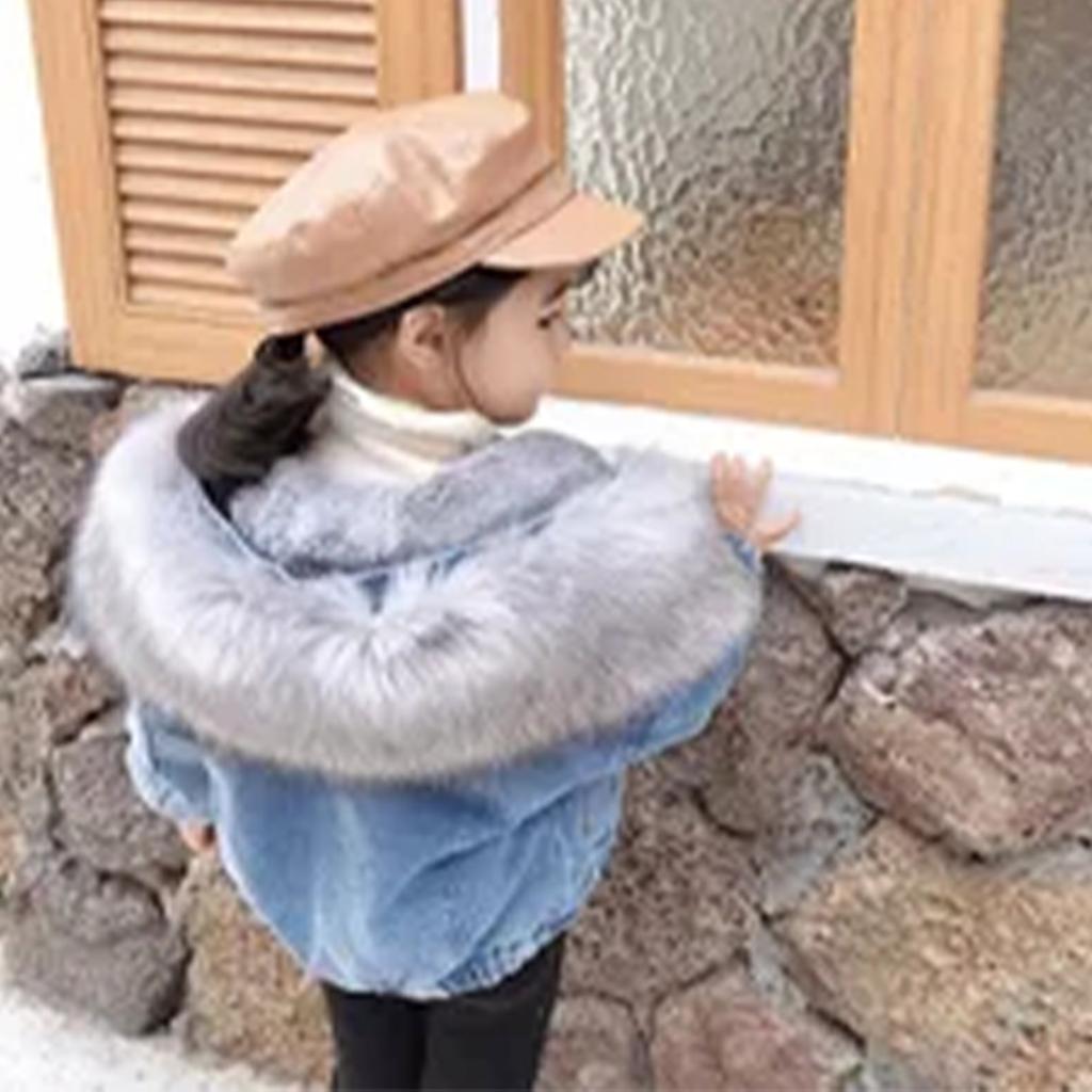 Jachetă De Denim De Fete Cu Jachetă Călduță De Copii De Pluș Și Îngroșată
