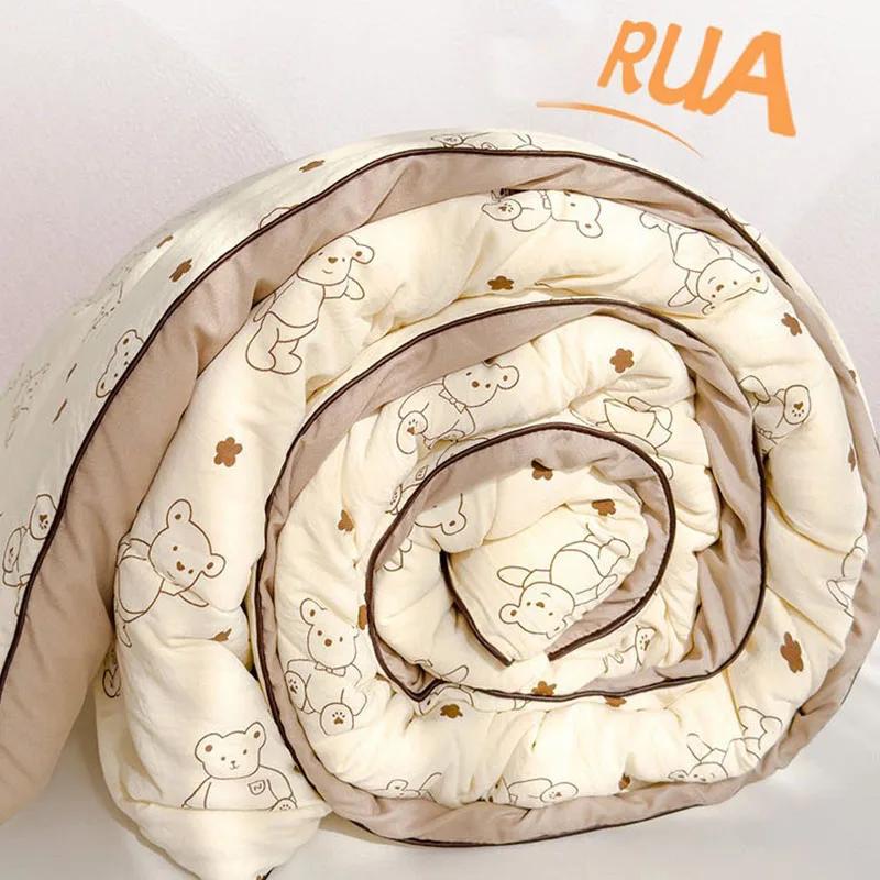 Printed Double Gauze Summer Quilt Grade A Lightweight Air Conditioning Quilt Soya Fibre Fill Soft Breathable Cool Summer Blanket