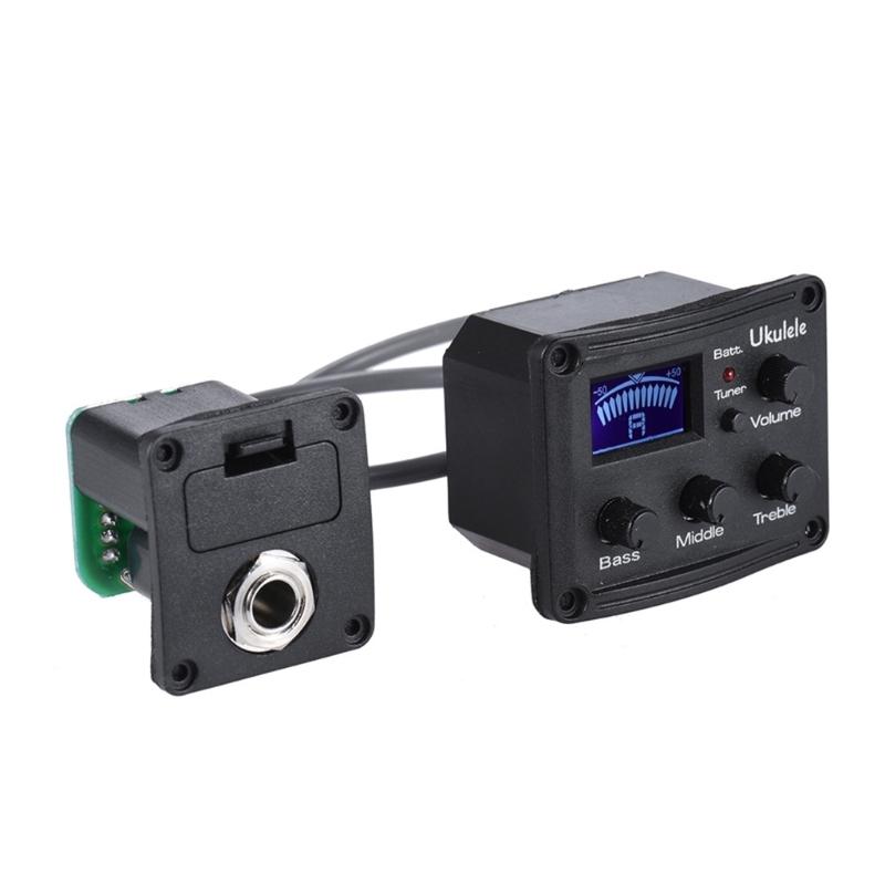 

3-Band Piezo Pickup Ukulele Preamp Amplifier Equalizer Tuner Systems Acoustic Electric Guitar Preamp Pickup Digital Tuner 1