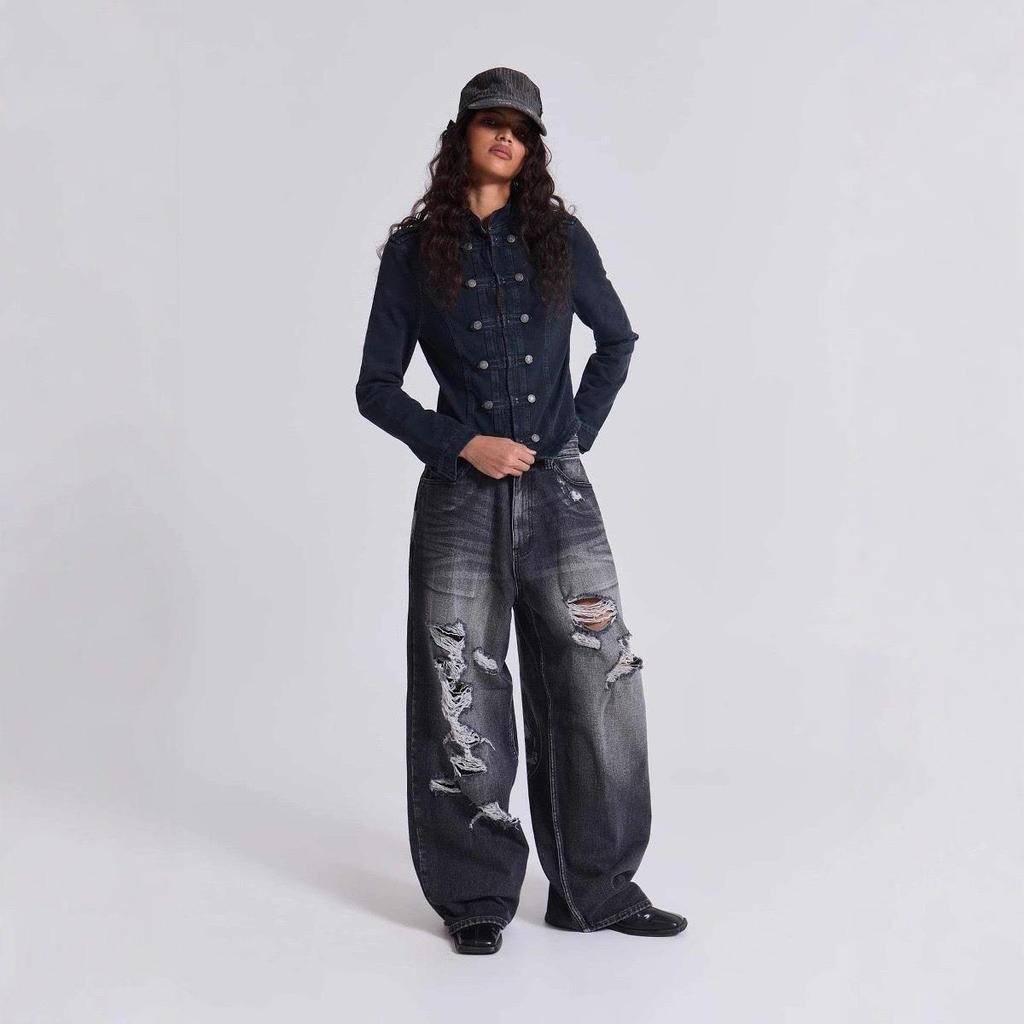DRIPX Y2K Jeans Larghi Americani con Ricamo Nuovo Modello High Street Vintage Hip Hop Moda Casual Joker Coppia Pantaloni a Gamba Larga
