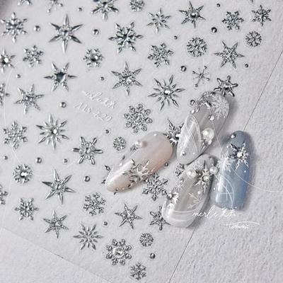 Laser Weihnachten Winter Schneeflocke glänzend Strass 5D geprägt Relief selbstklebende Nagel Kunst Dekoration Aufkleber 3D Maniküre Aufkleber