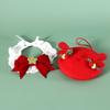 Puppy Christmas Supplies Beret Hat with Necklace Photo Props Festive Collar Christmas Photo Props Supplies