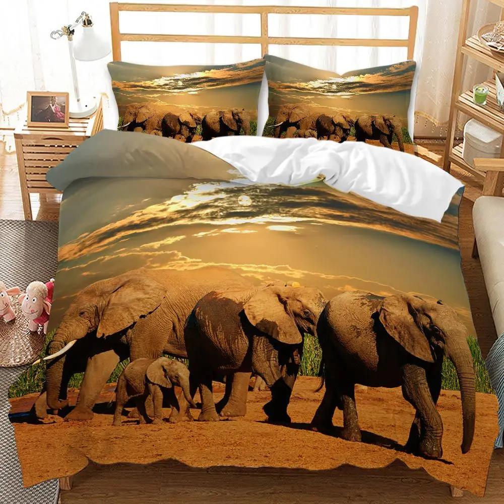 Reactive Printing Watercolor Painting Bohemian Elephant Bedding Set Winter Duvet Cover Sets Kids Adult Home Textile Bed Cover