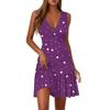 Ladies Casual Fashion V-Neck Sleeveless  Print Dress