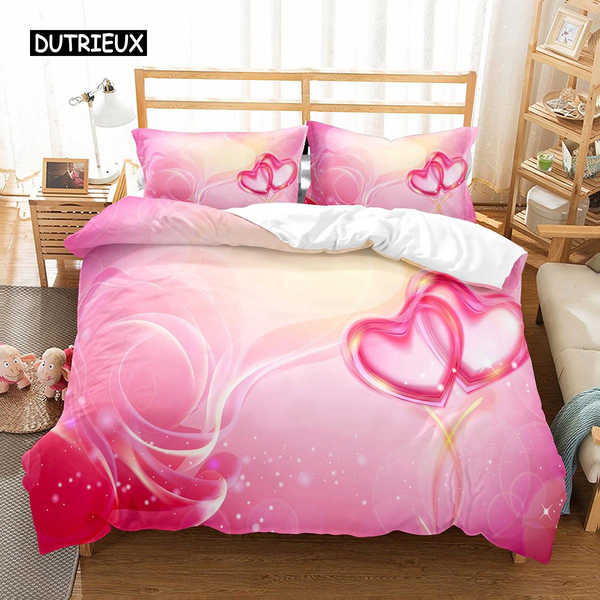 

Комплект постельного белья Love Heart Single King Romantic theme, комплект постельного белья с цветочным рисунком в виде розы, для декора свадьбы ко Дню святого Валентина EU single(135x200cm)