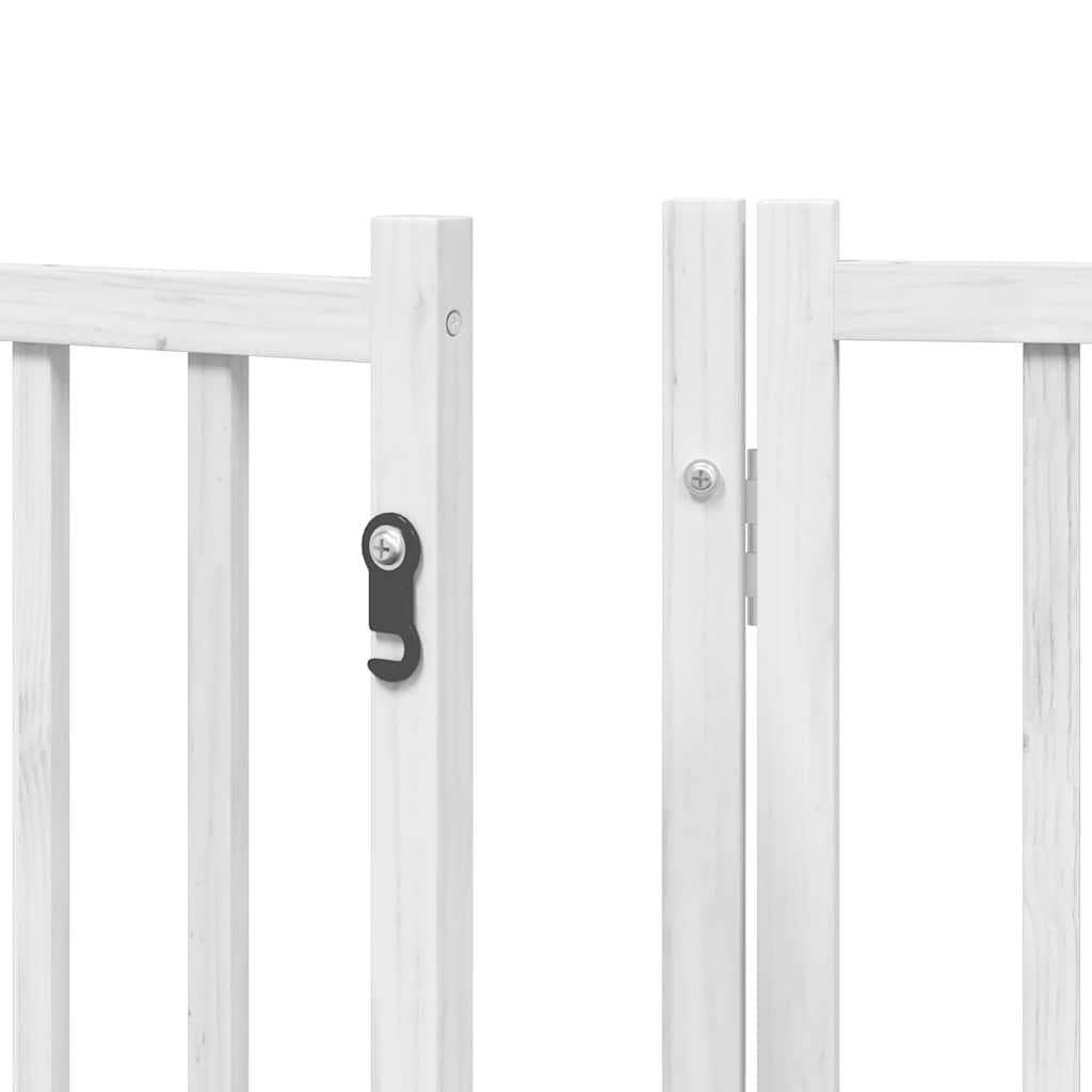 6 Piece Foldable White Dog Gate 480 cm Poplar Wood
