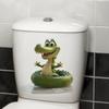 Cartoon Alligator Toilet Stickers, Waterproof Self-Adhesive Decals for Bathroom Decor