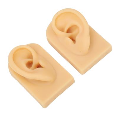 1 Pair Silicone Ear Model Light Skin Color Piercing Practice 3D Ear Model for Acupuncture Training Display