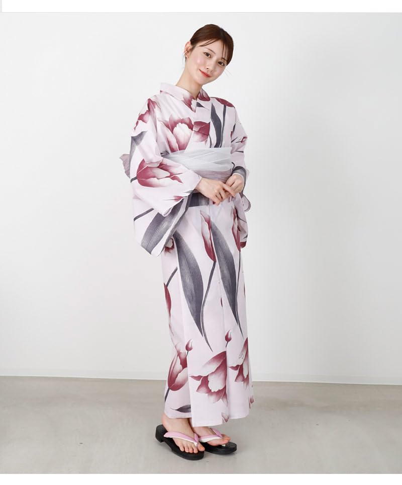 Kimono Hiroba Yu Yukata 9 Patterns Women's 4-Piece Set, (spk-2)