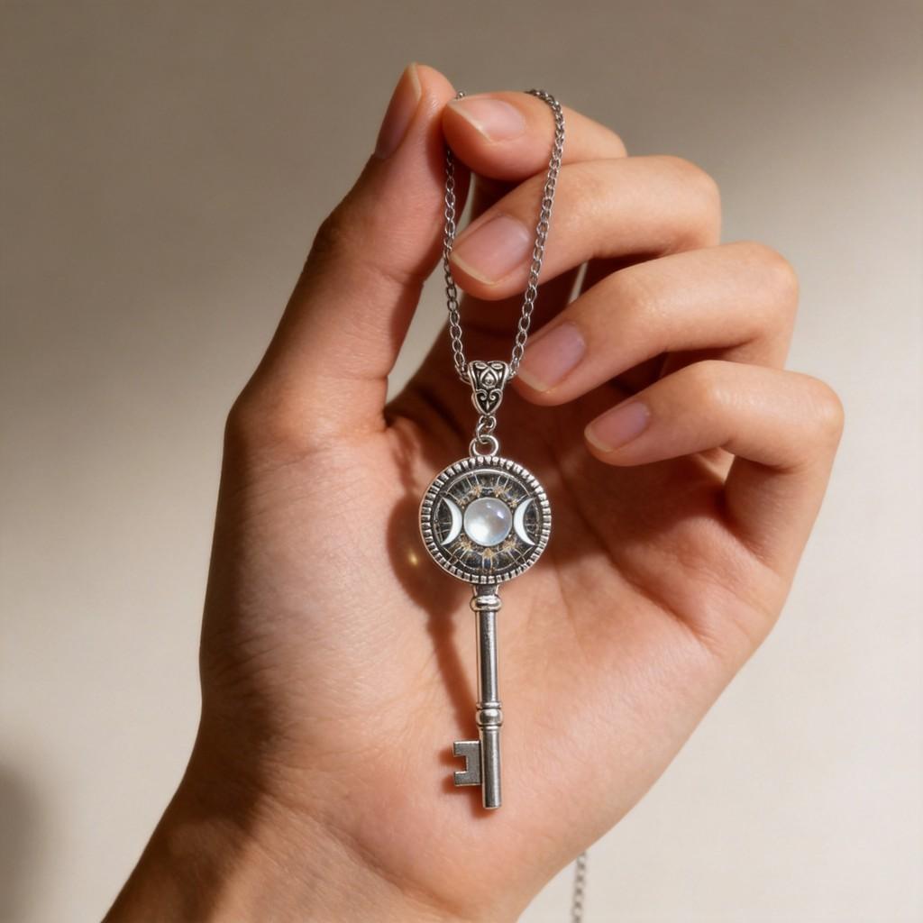 Classic Moon Goddess And Star Glass Necklace With Alloy Pendant For Women And Men