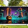 Sci-fi Style-Jack-o'-lantern,Bats,Ghost Design-Halloween Backdrop Banner for Photo Booth,Indoor/Outdoor,Event Party,Holiday