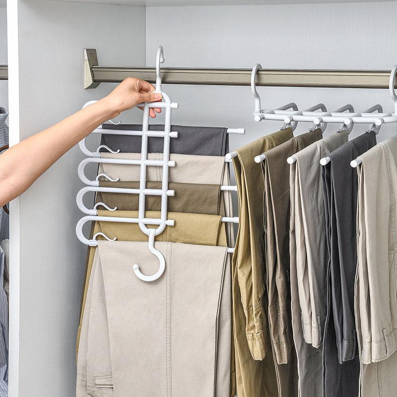 Folding magic 5-layer stainless steel trouser clip saves space and retractable multi-layer hanger for hanging trousers and scarv