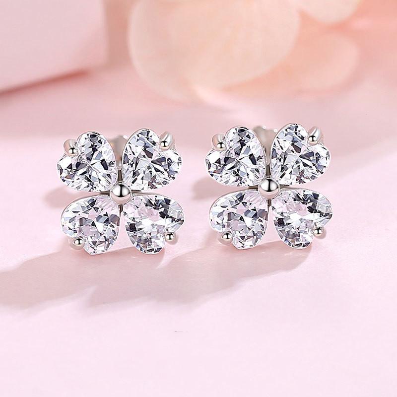 925 Sterling Silver Stud Earrings AAA Zircon For Women High Quality Exquisite Student Girlfriend Jewelry Accessories Heart GiftGood Product