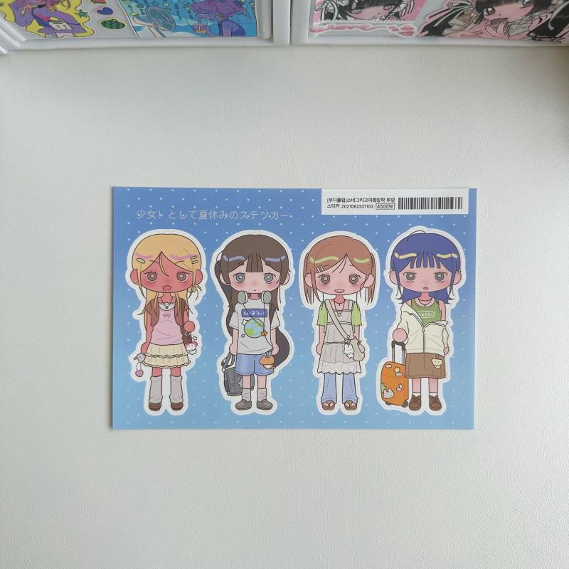1 Sheet Korean Kawaii Y2K Decals Cute Sweet Cool Japanese Shibuya Girl Sticker Hand Account Diary Scrapbook Decorative Stickers