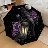 1pc Moonlit Raven with Purple Roses Umbrella with Plastic Handle,Suitable for All Seasons Home Travel Outdoor UmbrellaDD1530