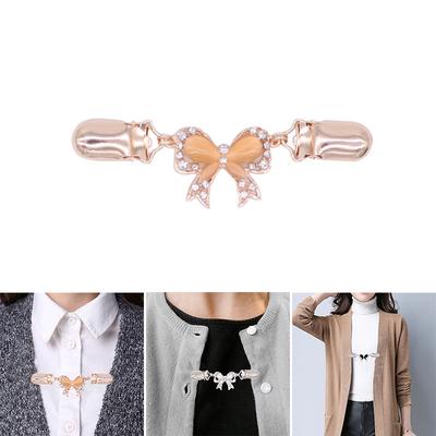 Creux Strass Alliage Duck Clips Châle Chemisier Pull Femme Cardigan Col