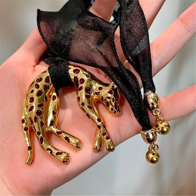 Edgy Leopard Charm Necklace With Sustainable Coating Lightweight Alloy Jewelry For Men Women Gothic Style Accessories