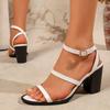 Plus Size Open Toe Chunky Heel One Strap Women Sandals