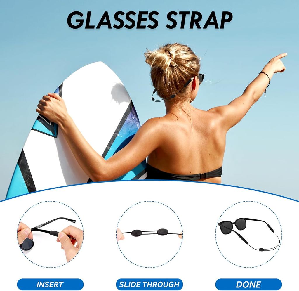2/5pcs Universal Adjustable Eyewear Retainer Fit Sports Sunglasses Retainer Unisex Strap Safety Glasses Holder Large Round-Head