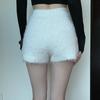 Woman Sexy Shorts Furry Casual Slim Shorts Women's Autumn Winter High Waist Stretch Knit Shorts