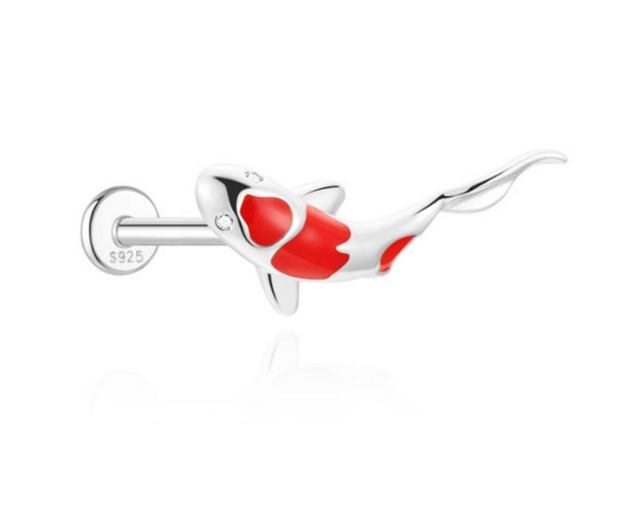 CANNER 1PZ Occhio di Cavallo Testa Piatta Filettato Perforazione Osso Auricolare Donna Argento 925 Ins Stella Fiore Geometria Zircone Orecchino a Lobo