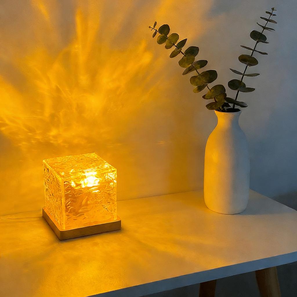 Dynamic Mode Rotating Water Ripple 16 Color Changing Crystal Projector Remote Control Atmosphere Space Night Light Table Lamp