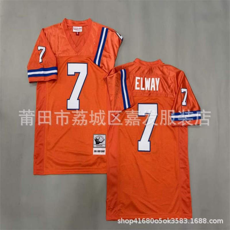Denver Broncos Retro Football Jersey Mens Cotton Training Shirt NFL Style Rugby Sportswear