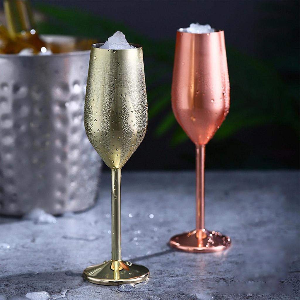 Stainless Steel Goblet Champagne Cup Wine Glass Cocktail Flutes Cup Wine Glass Restaurant Bar Beer Whiskey Drinkware