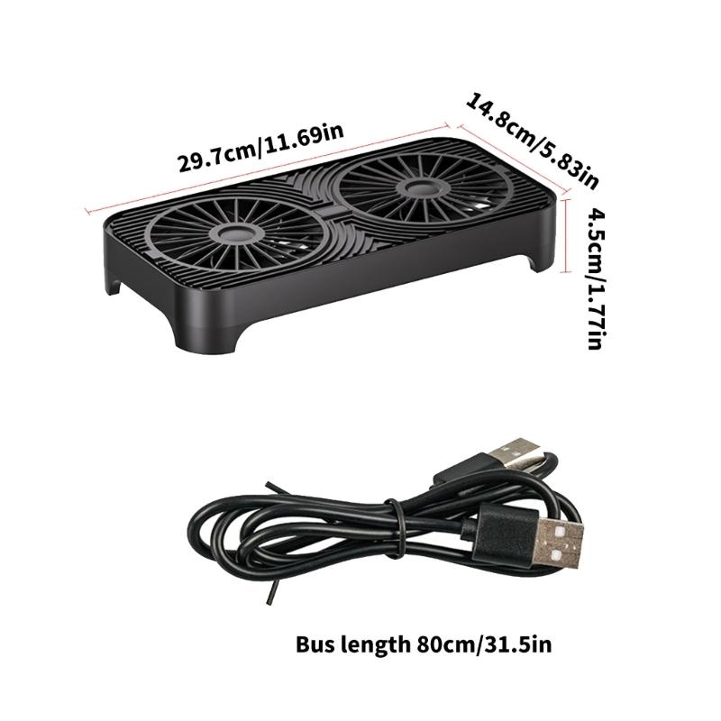 USB Powered Cooling Stand Double Fans Quiet Operation High Airflow Cooling Base for Home and Office