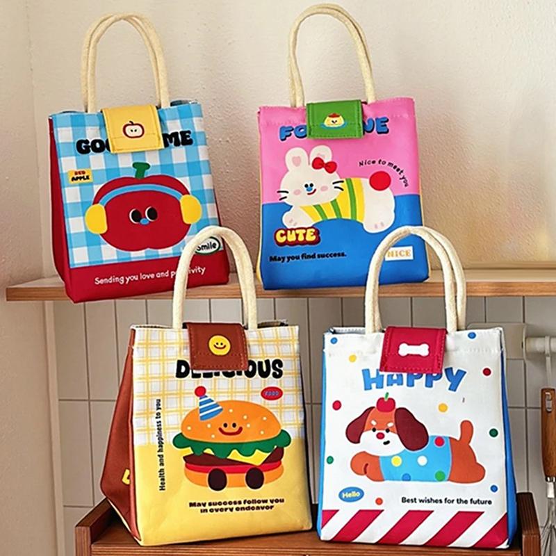 Cute Cartoon Lunch Bag For Picnic Travel Thermal Breakfast Organizer Insulated Waterproof Storage Bag Lunch Box Accessories