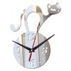 Creative Cat Wall Clocks Mirror Frameless Battery Operated Wall mounted Clocks For Home Living Room Decor