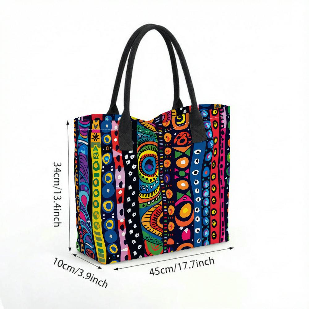 Colorful Tribal Print Tote Bag Large Capacity Casual Shoulder Bag for Daily Use