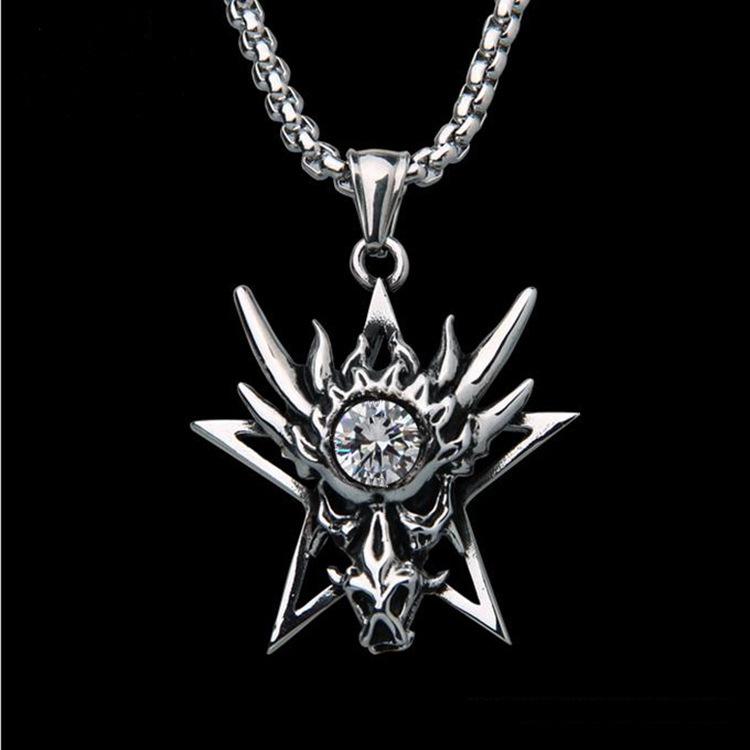 Golden Horn Prajna Pendant, Men'S Ghost Mask Necklace Halloween Gift