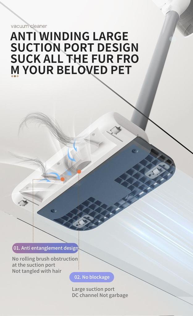 Wireless Vacuum Cleaner with Powerful Suction, Integrated Sweeping & Mopping, Handheld for Hair Removal
