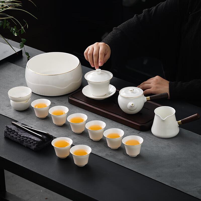 Hongyu Jiake Suyue China White 14-Piece Ceramic Tea Set
