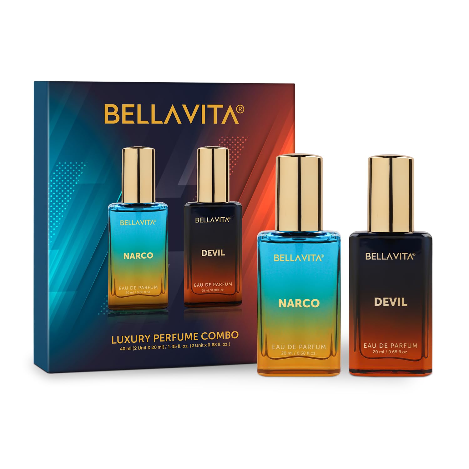 BELLAVITA Narco & Devil Langanhaltendes 2x20ml EDP Parfüm Set Unisex Duft Geschenk für Männer und Frauen