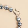 Gunmetal Black Beaded Heart Pendant Necklace Adjustable Length Neckchain Fashionable Clavicle Chain Jewelry for Women