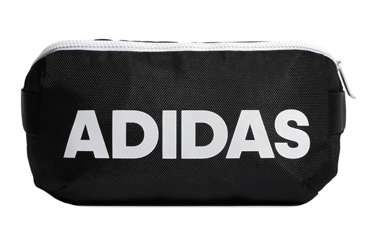 Полиэстеровая сумка через плечо Adidas, поясная сумка, обычная, унисекс, Черный/Белый логотип DZ9238