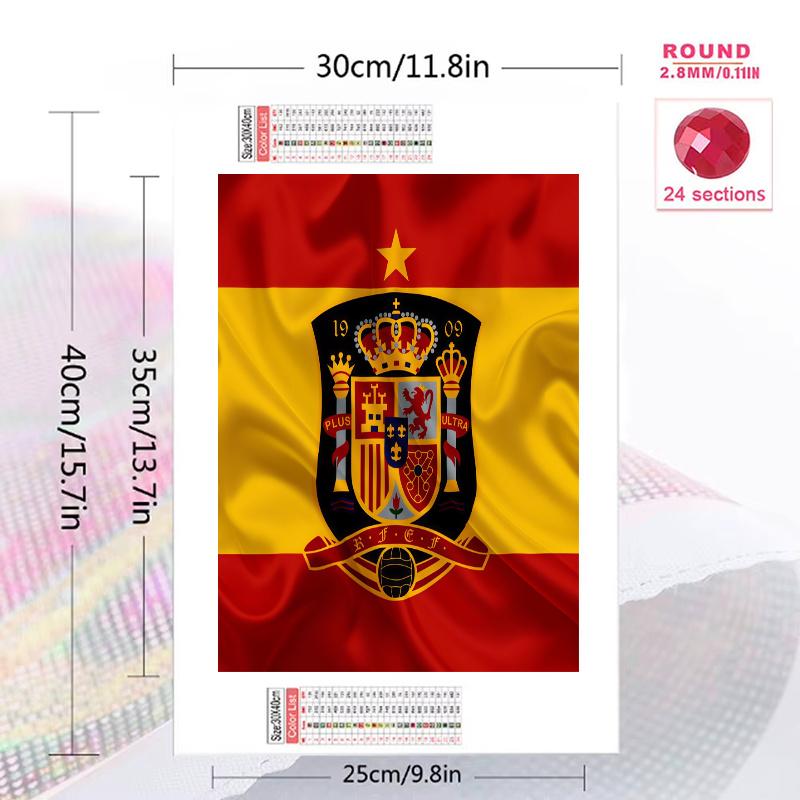 Spain national football logo Pattern 3pcs 100% Round Full Drill 5D DIY Diamond Painting Embroidery Cross Stitch Rhinestone Décor