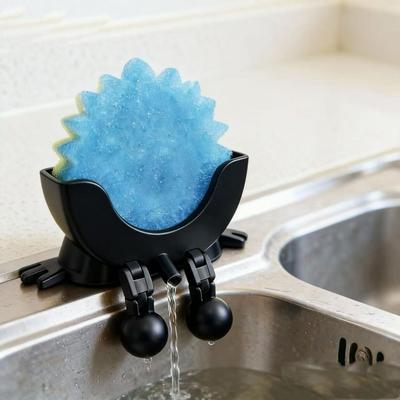 3D Printed Sponge Holder with Drainage Bathroom Kitchen Sink Countertop Sponge Stand with Articulated Legs Multifunctional Sponge Organizer Storage