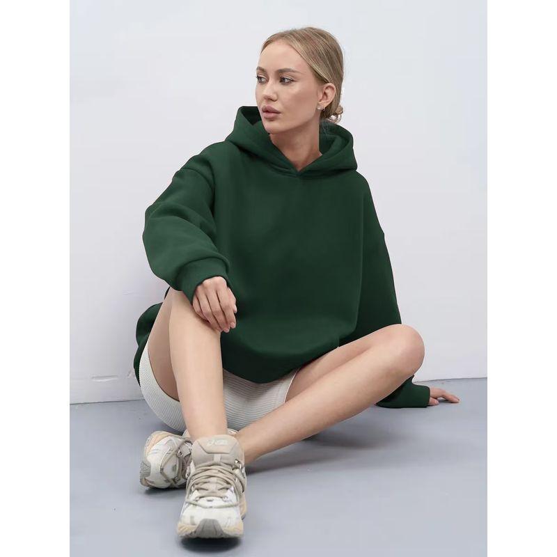 European and American New Loose Casual Hood Long sleeve Pocket Hoodie Top Loose Casual Hooded Top