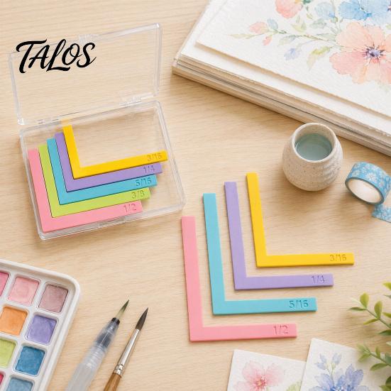 Precision Paper Stacking Guide Crafting Alignment Guides with Storage Case, 5 Pcs Color-Coded L-Shaped Framing Spacer Spacers Size Tabs for