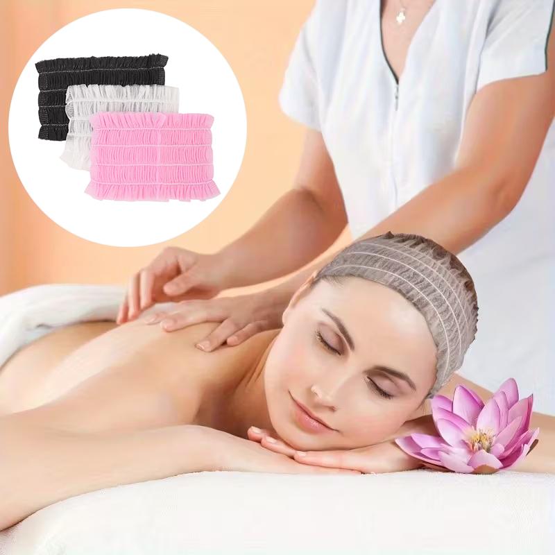 20/50/100Pcs Disposable Spa Headbands Soft Non- Elastic Facial Hair Bands For Sauna, Facial Cleansing, Skincare & Makeup