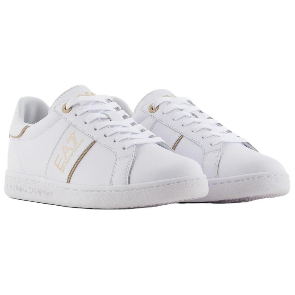 Emporio Armani EA7 Leather Color-Blocked Round-Toe Lace-Up Low-Top Sneakers Men Sneakers White X8X102XK346U447