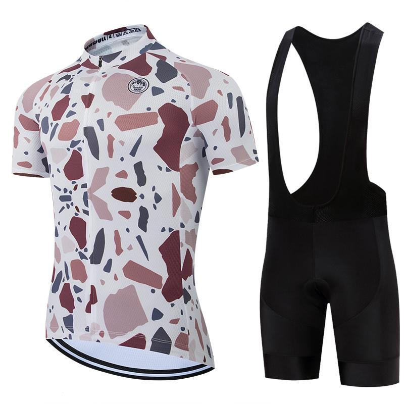 Men's Sportswear MTB Cycling Bib Shorts Kit Bike Clothes Summer Breathable Bicycle Clothing Maillot Summer Breathable Cycling Suit Set