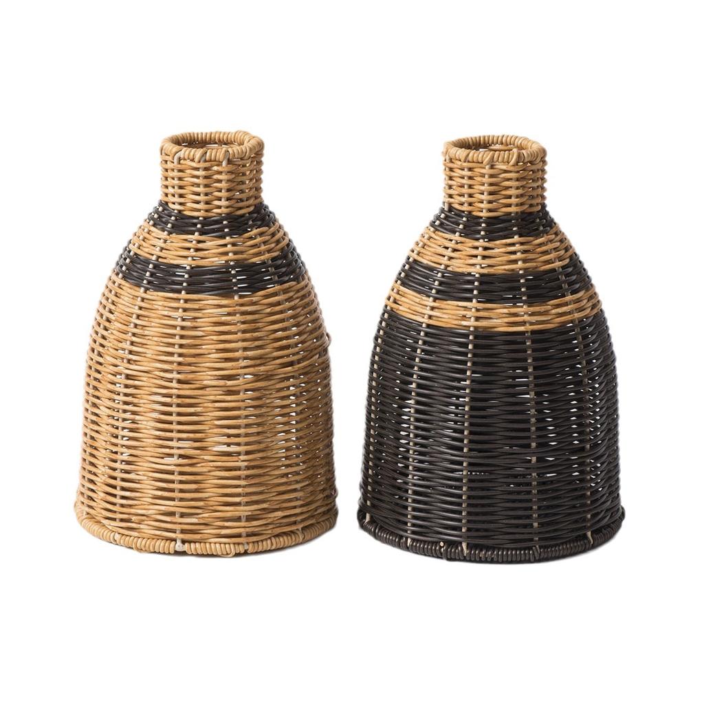 Retro Handmade Woven Vase Imitation Rattan Flower Plant Potted Flower Basket Bouquet Holder Wedding Home Office Table Decor